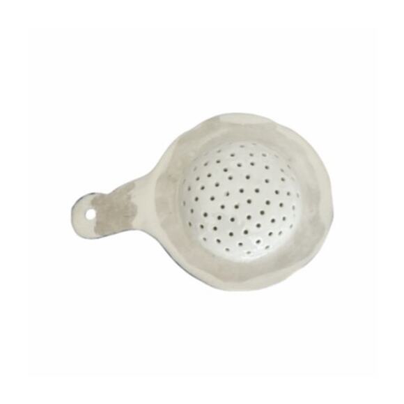 Vintage Tea Strainer and Drip Cup Hand Painted BNavy and Pink Flowers - Picture 6 of 10